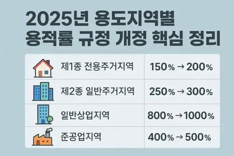 2025년 용도지역별 용적률 규정 개정 핵심 정리