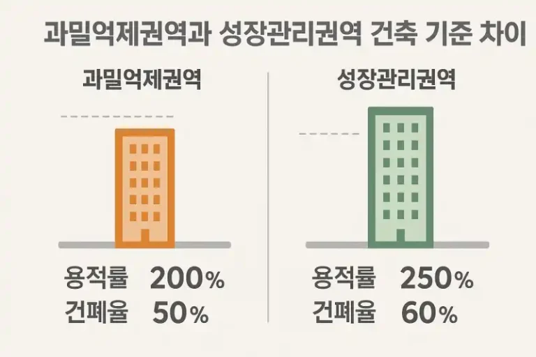 과밀억제권역과 성장관리권역 건축 기준 차이