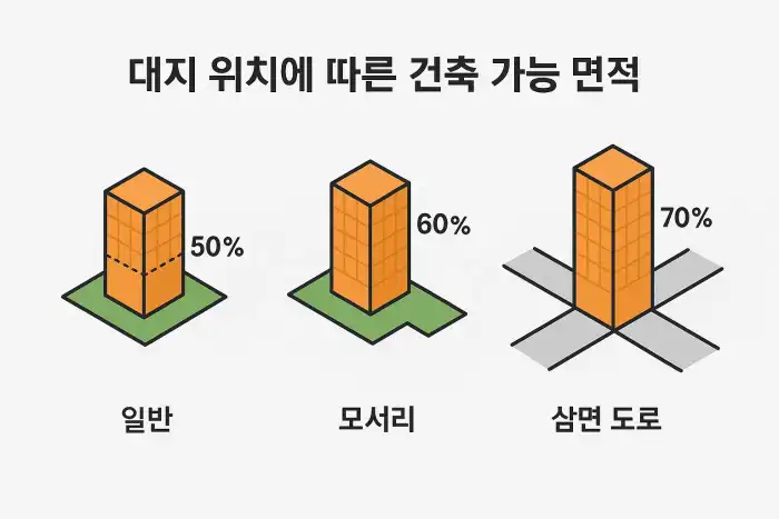 대지 위치에 따른 건축 가능 면적 기준