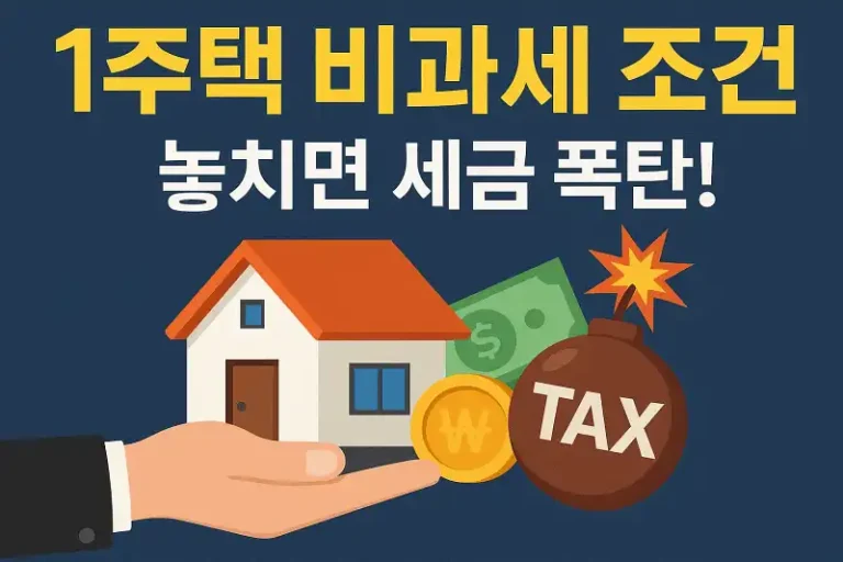 1주택 비과세 조건, 놓치면 세금 폭탄!