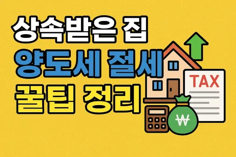 상속받은 집 양도세 절세 꿀팁 정리
