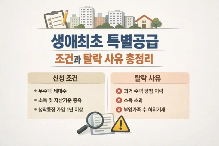 생애최초 특별공급 조건과 탈락 사유 총정리