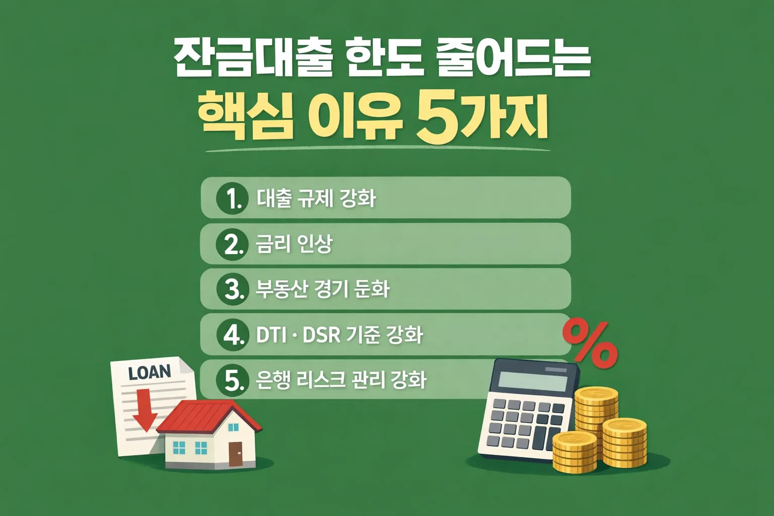 잔금대출 한도 줄어드는 핵심 이유 5가지