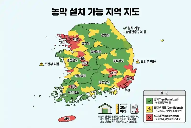 농막 설치 가능 지역 지도