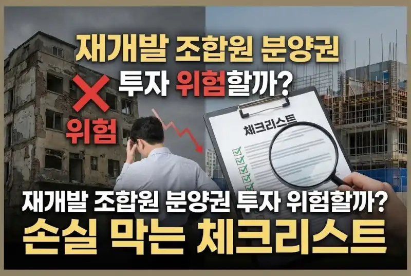 재개발 조합원 분양권 투자 위험할까? 손실 막는 체크리스트