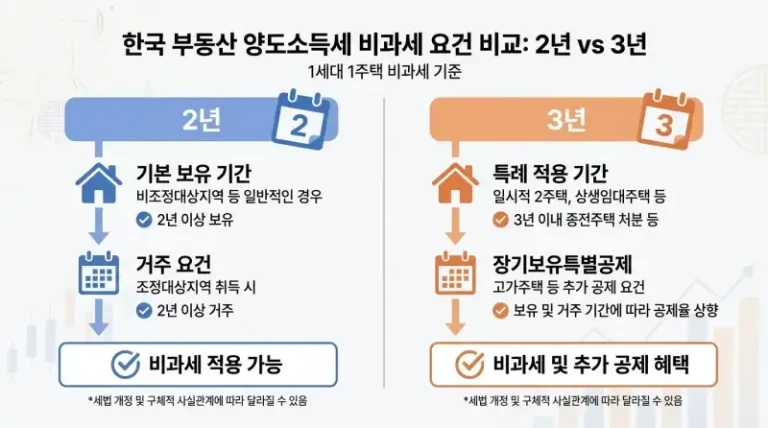 비과세 요건 2년 vs 3년