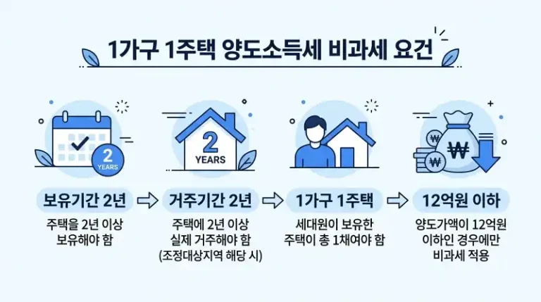 1가구 1주택 양도소득세 비과세 4대 요건