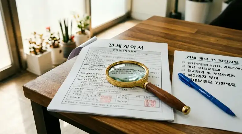 전세 계약서 클로즈업