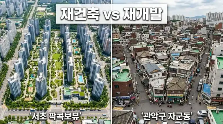 재건축 vs 재개발 항공 비교뷰