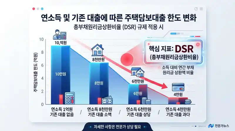 DSR 대출한도 감소 그래프 