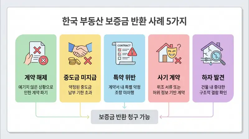 계약금 반환 5가지 케이스 인포그래픽