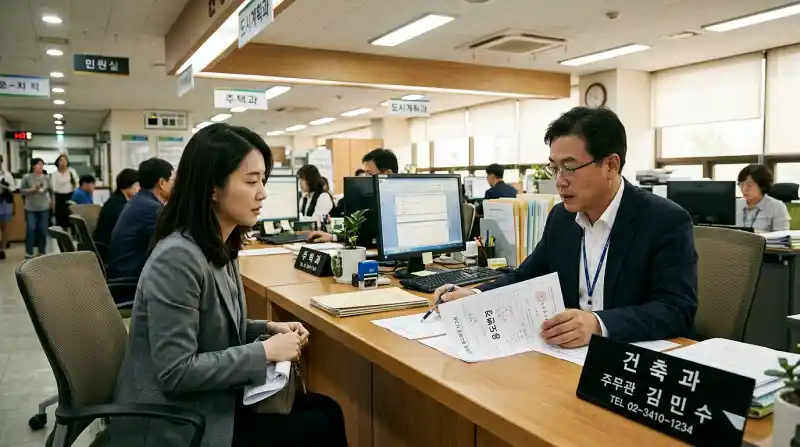 구청 건축과 상담 장면