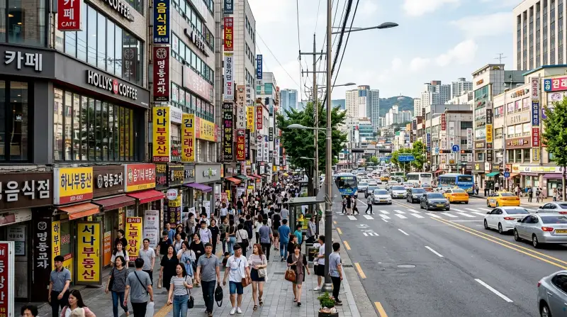 도시 상권 거리 풍경 
