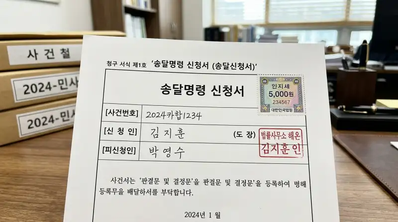 법원 송달신청서 클로즈업