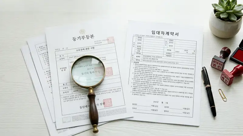 부동산 서류 플랫레이