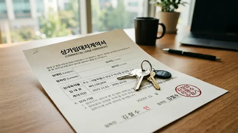 상가임대차계약서와 열쇠