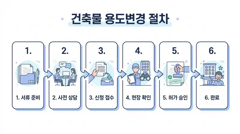 용도변경 절차 6단계 순서도