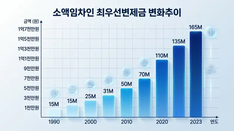 최우선변제금 변화 추이 (1990~2023)