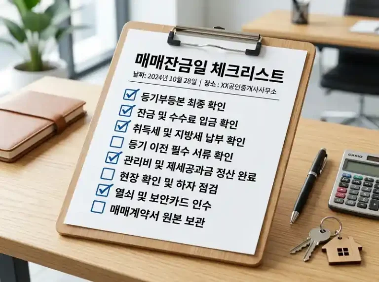 매매잔금일 체크리스트를 확인하는 장면