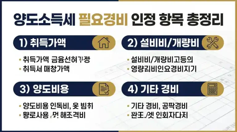 양도소득세 필요경비 인정 항목 총정리