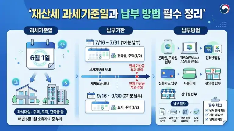 재산세 과세기준일과 납부 방법 필수 정리