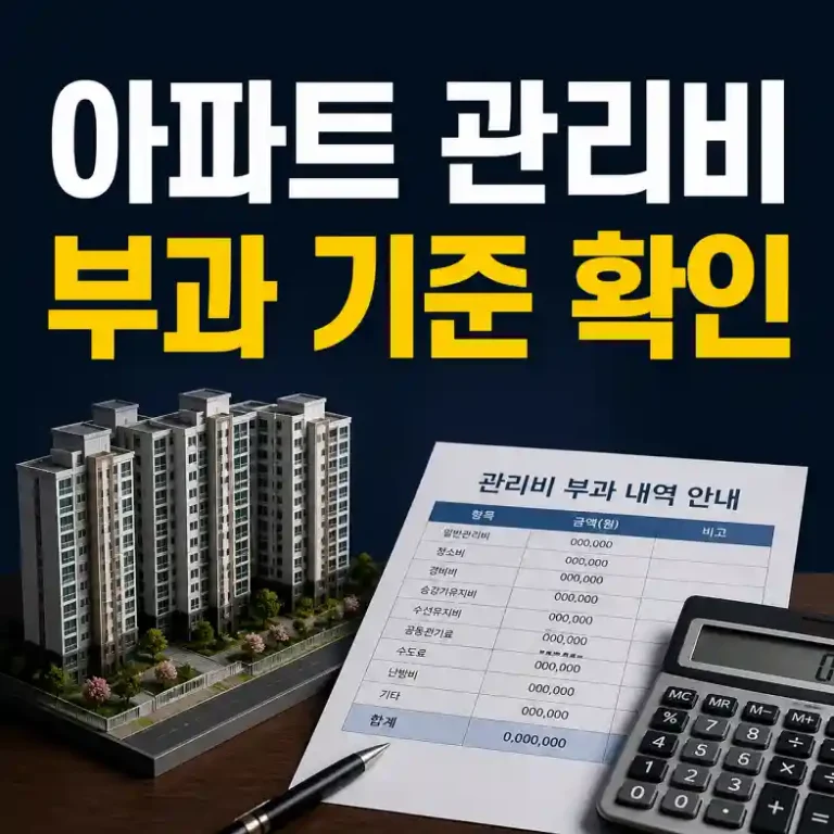 아파트 관리비 명세서와 부과 항목을 계산기로 확인하는 입주민