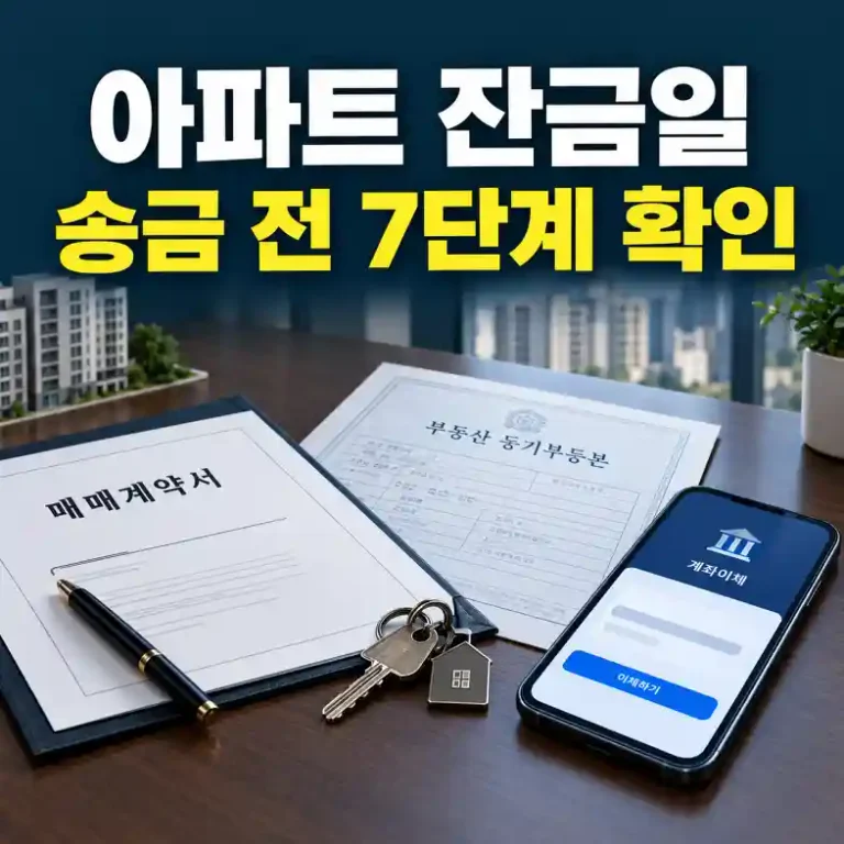아파트 잔금일 체크리스트에 따라 송금 전 등기부등본과 열쇠, 계약서를 확인하는 매수인